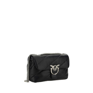 PINKO Black Calf Leather Bos Taurus Shoulder Bag