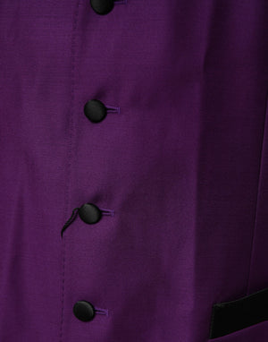 Dolce & Gabbana Purple Wool Dress Formal Waistcoat Vest