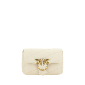 PINKO White Calf Leather Bos Taurus Shoulder Bag