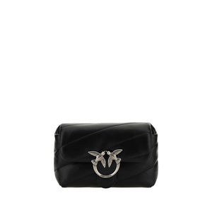 PINKO Black Calf Leather Bos Taurus Shoulder Bag