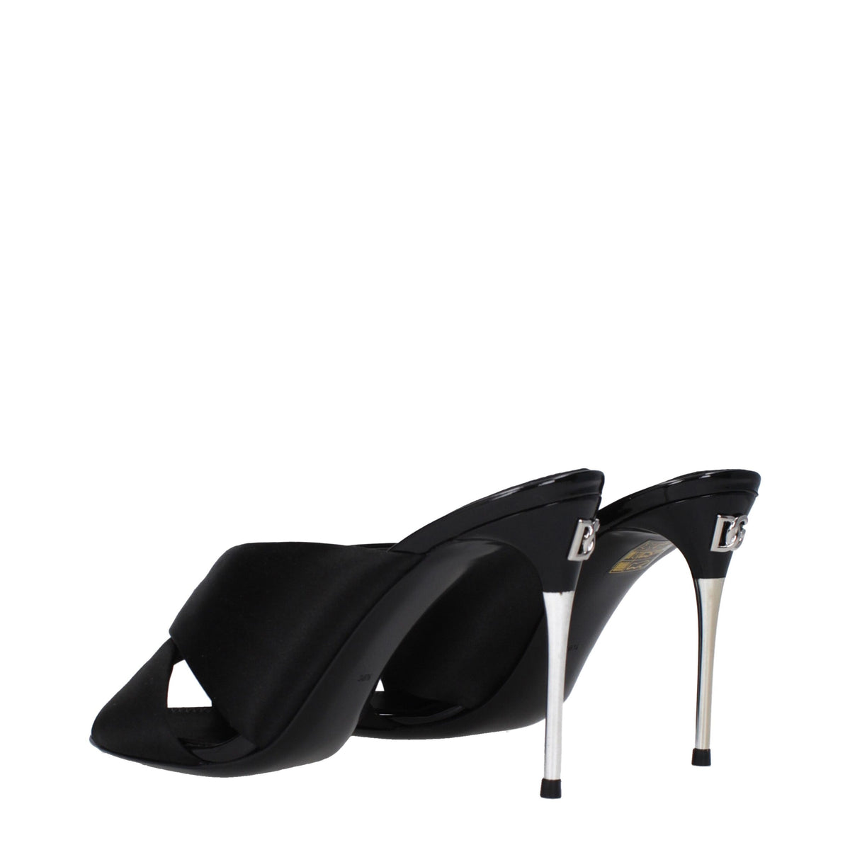 Dolce & Gabbana Black Satin Stiletto Heel Sandals