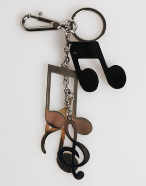 Dolce & Gabbana Silver Musical Note Key Holder Keychain Bag Charm Keyring