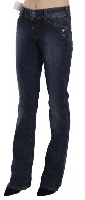 John Galliano Blue Washed Mid Waist Flared Denim Casual Pants Jeans