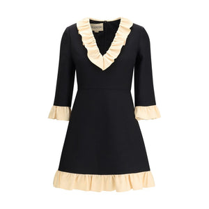 Valentino Black Fleece Wool Cocktail Dress