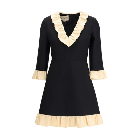 Valentino Black Fleece Wool Cocktail Dress