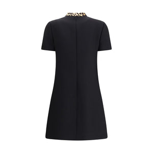 Valentino Black Fleece Wool Casual Dress