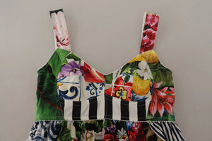 Dolce & Gabbana Multicolor Poplin Floral Mini Flared Dress