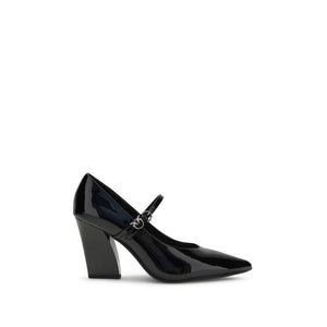 PINKO Black Calf Leather Bos Taurus High Heel Pumps