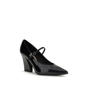 PINKO Black Calf Leather Bos Taurus High Heel Pumps