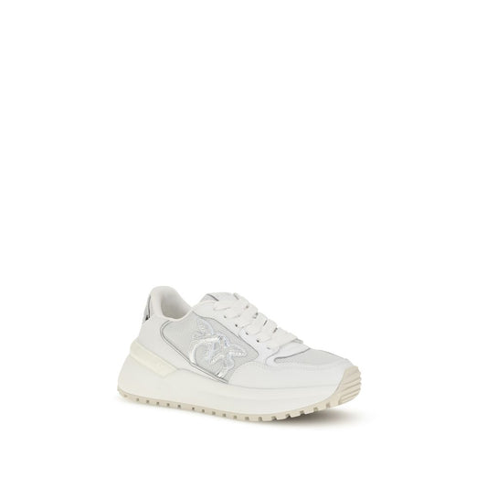 PINKO White Calf Leather Bos Taurus Chunky Sneakers
