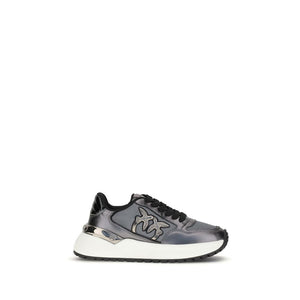 PINKO Gray Fabric Low Top Sneakers