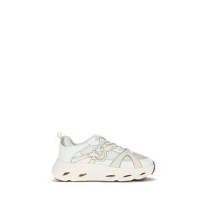 PINKO White Calf Leather Bos Taurus Chunky Sneakers