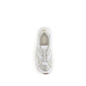 PINKO White Calf Leather Bos Taurus Chunky Sneakers