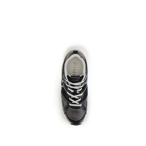 PINKO Black Calf Leather Bos Taurus Chunky Sneakers