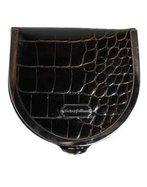 Dolce & Gabbana Black Polished Crocodile Leather Mens Coin Purse Wallet