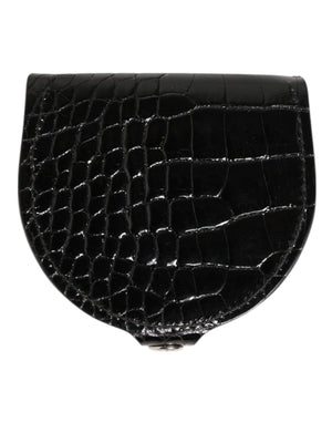Dolce & Gabbana Black Polished Crocodile Leather Mens Coin Purse Wallet