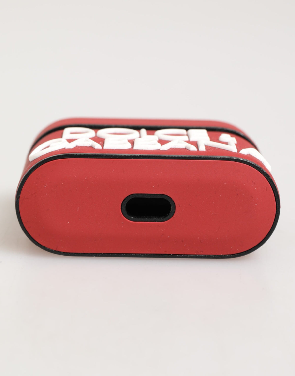 Dolce & Gabbana Red White Silicone Embossed Logo Accessory Airpods Case