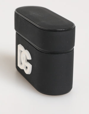 Dolce & Gabbana Black White Rubber Embossed Logo Accessory Airpods Case