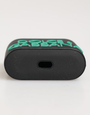 Dolce & Gabbana Black Mint Rubber Logo Embossed Accessory  Airpods Case