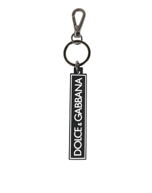 Dolce & Gabbana Black White DG Rubber Logo Silver Men's Holder Keyring