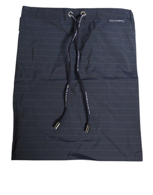 Dolce & Gabbana Navy Blue Polyester Nylon Pinstripe Men's Swimwear