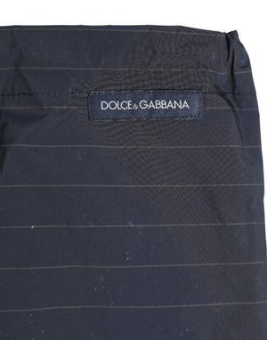 Dolce & Gabbana Navy Blue Polyester Nylon Pinstripe Men's Swimwear