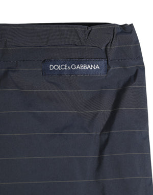 Dolce & Gabbana Navy Blue Polyester Pinstripe Men Shorts Swimwear