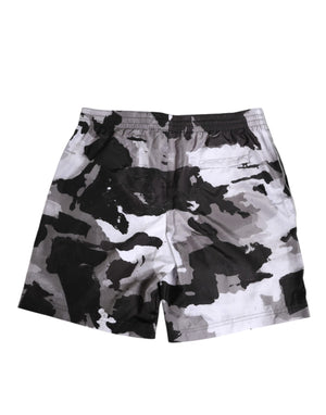 Dolce & Gabbana Black White Camouflage DG Logo Men Swimwear