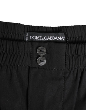 Dolce & Gabbana Black Cotton Elastic Waistband Button Swimwear