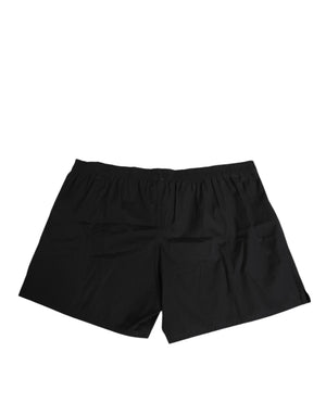 Dolce & Gabbana Black Cotton Elastic Waistband Button Swimwear