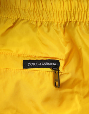 Dolce & Gabbana Yellow Drawstring Beachwear Men Shorts Swimwear