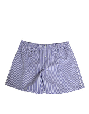 Dolce & Gabbana Blue White Cotton Striped Button Fly Shorts Swimwear