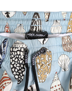 Dolce & Gabbana Blue Seashell Print Nylon Men Shorts Swimwear