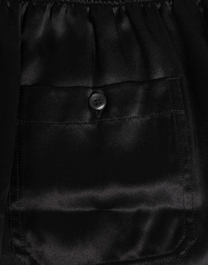 Dolce & Gabbana Black Silk Satin Elastic Men Boxer Short Swimwear