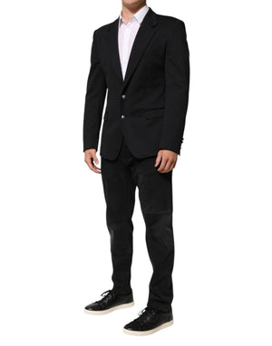 Dolce & Gabbana Dark Blue Cotton Men Jacket Coat Blazer Suit