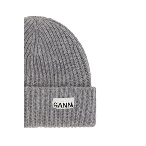 Ganni Gray Wool Beanie