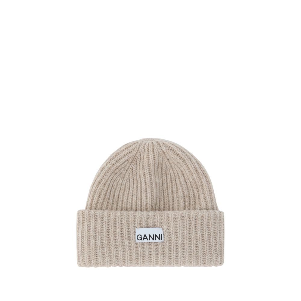 Ganni Brown Wool Beanie
