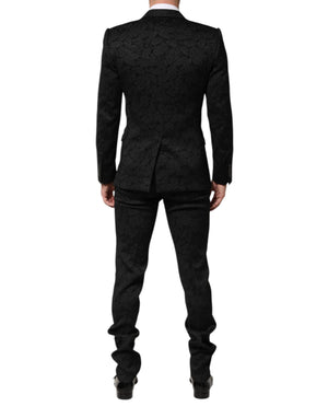 Dolce & Gabbana Black 3 Piece Brocade Jacquard Suit MARTINI