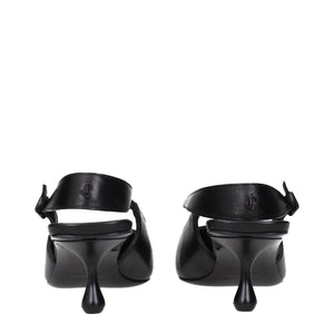 Jimmy Choo Black Leather Flat Sandals