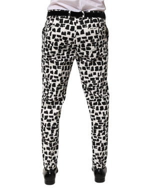 Dolce & Gabbana Black White Abstract Print Cotton Blend Pants
