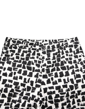 Dolce & Gabbana Black White Abstract Print Cotton Blend Pants