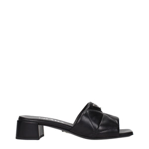 Prada Black Leather Flat Sandals