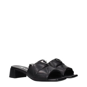 Prada Black Leather Flat Sandals