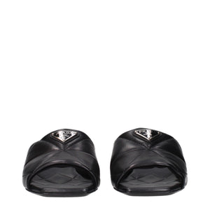 Prada Black Leather Flat Sandals