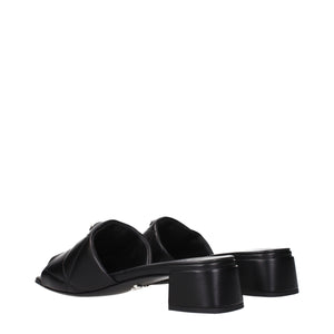 Prada Black Leather Flat Sandals