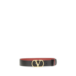 Valentino Garavani Black Calf Leather Bos Taurus Regular Belt