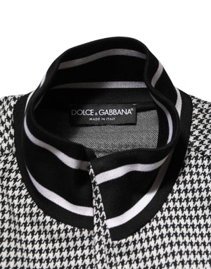 Dolce & Gabbana Black White Houndstooth Wool Crest Jacket Sweater