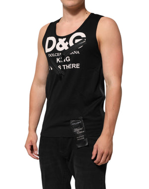 Dolce & Gabbana Black Cotton Sleeveless Tank Top DG Logo Men T-shirt