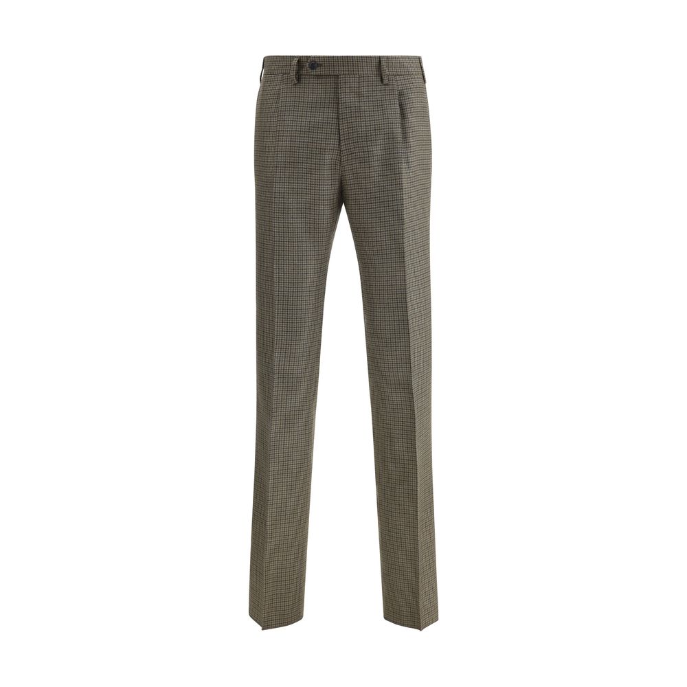 Germano Brown Fleece Wool Casual Pants