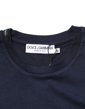 Dolce & Gabbana Dark Blue Cotton DG Logo Print Men’s Top T-shirt